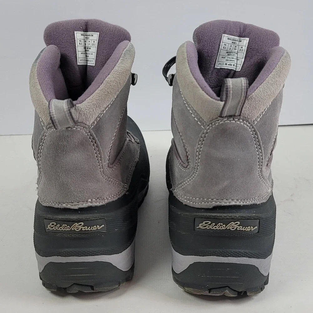 Eddie Bauer WeatherEdge Waterproof Insulated Hiking Boots Gray Purple 8.5